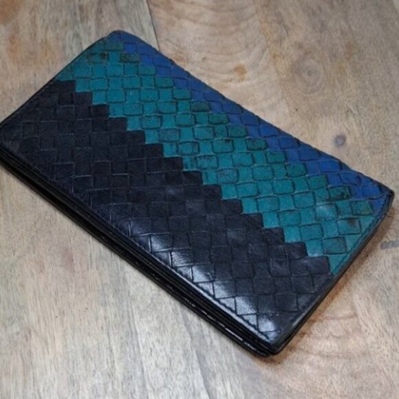 Bottega Veneta Intrecciato Multi Color Block Fold Over Wallet - Picture 3 of 14